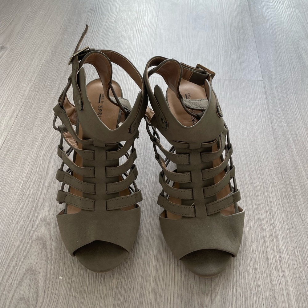 Call It Spring Olive Green Strappy Gladiator Heels